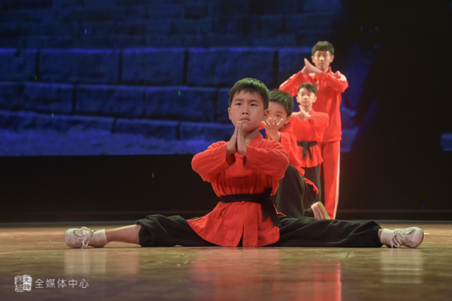 (桐乡市"禅武苑"的少年武术团带来武术表演《英雄少年)